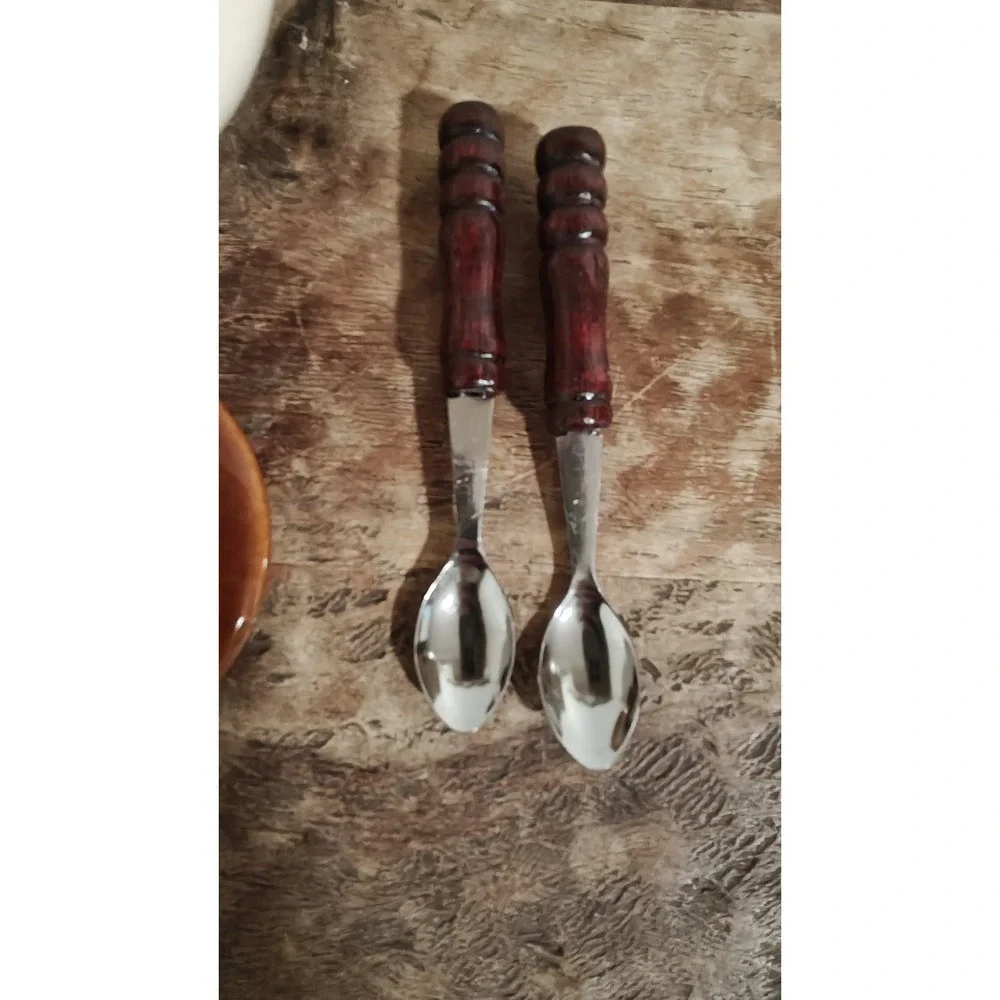 Vintage Pottery Stoneware Crock Relish Condiment Set With Lids & Original Spoons